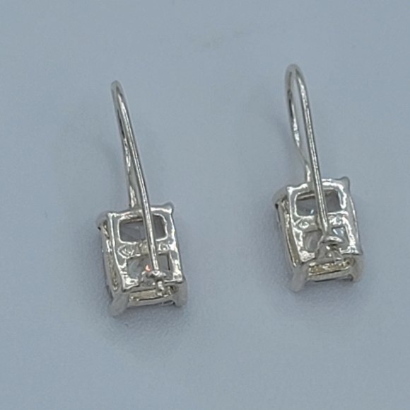 Silver 925 Earrings Rectangular Crystal Leverback Earrings #1208 - Picture 10 of 14